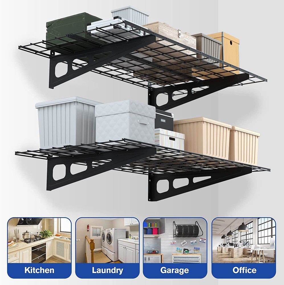 WORKPRO 2-Pack 4FT/6FT Garage Wall Shelving 400 lbs Load Wall Mounted Shelving