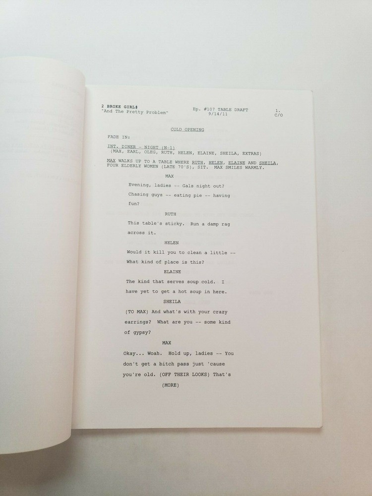 2 BROKE GIRLS / David Feeney 2011 TV Script BETH BEHRS "And the Pretty Problem"