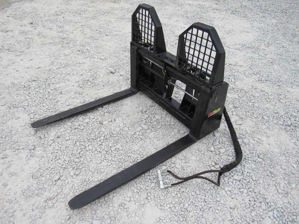 48″ Hydraulic Sliding Walk Through Pallet Fork Set Skid Steer Quick Attach