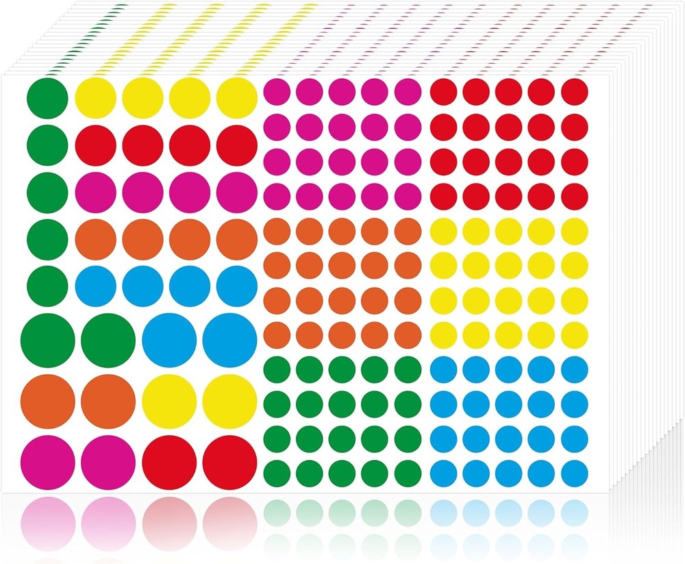 3140 Pcs Dot Stickers, 3 Size Colored Mini Round Stickers Coding Label...