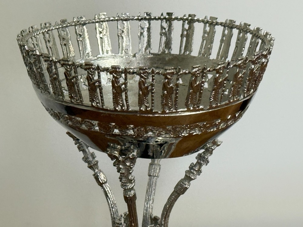 Large Middle Eatern 900 Silver Footed Bowl Marked 672 gr