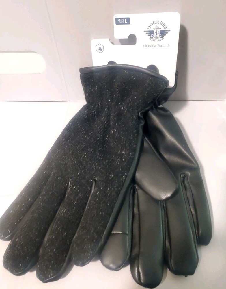 Dockers Mens Gloves Large Lined For Warmth Black Easy Texting