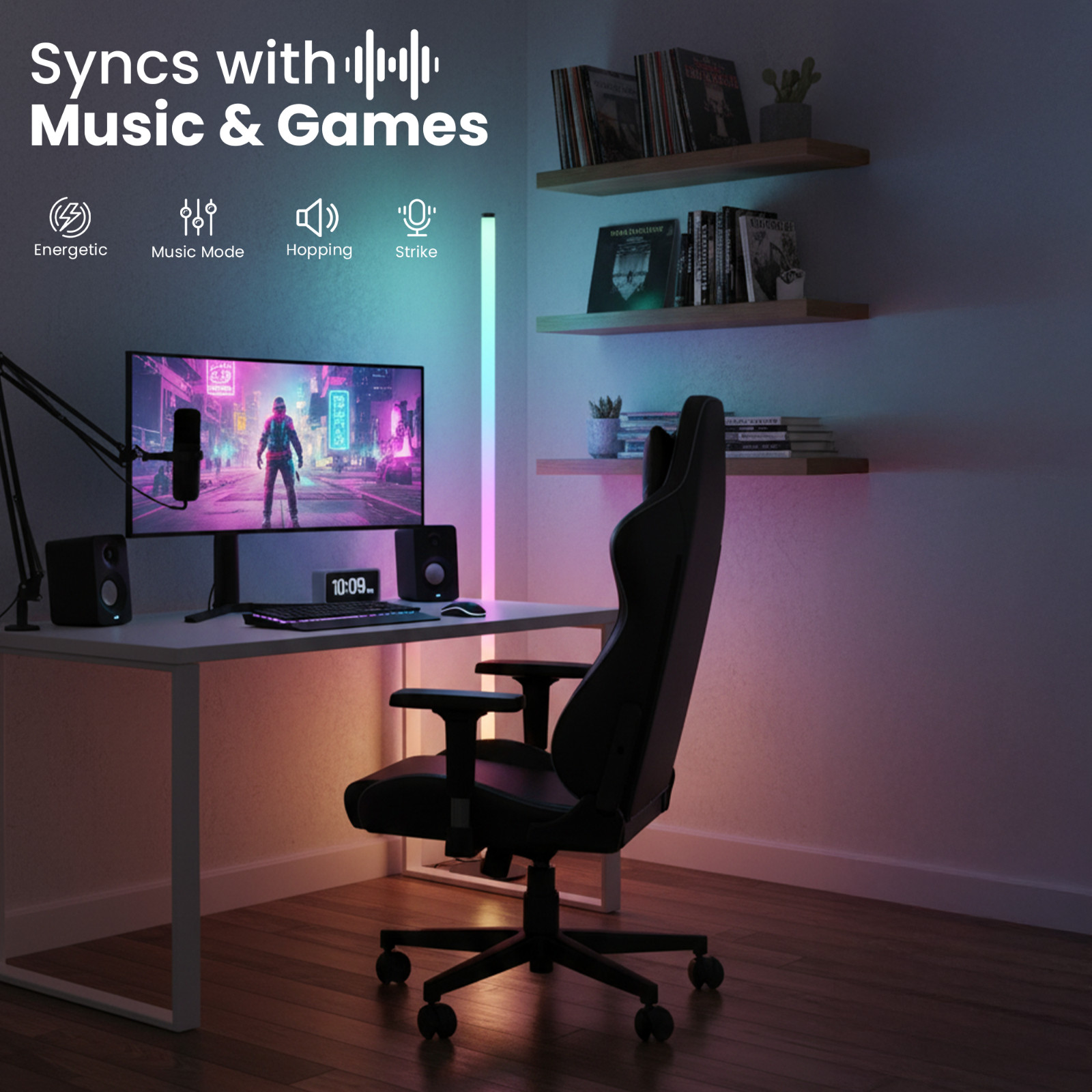 2 x Smart RGBIC LED Corner Floor Lamp with Remote & App 1500 Lumens Music Sync