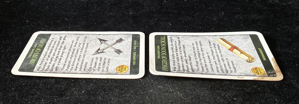 Warhammer Quest RPG Base Set 1995 Treasure Cards x2