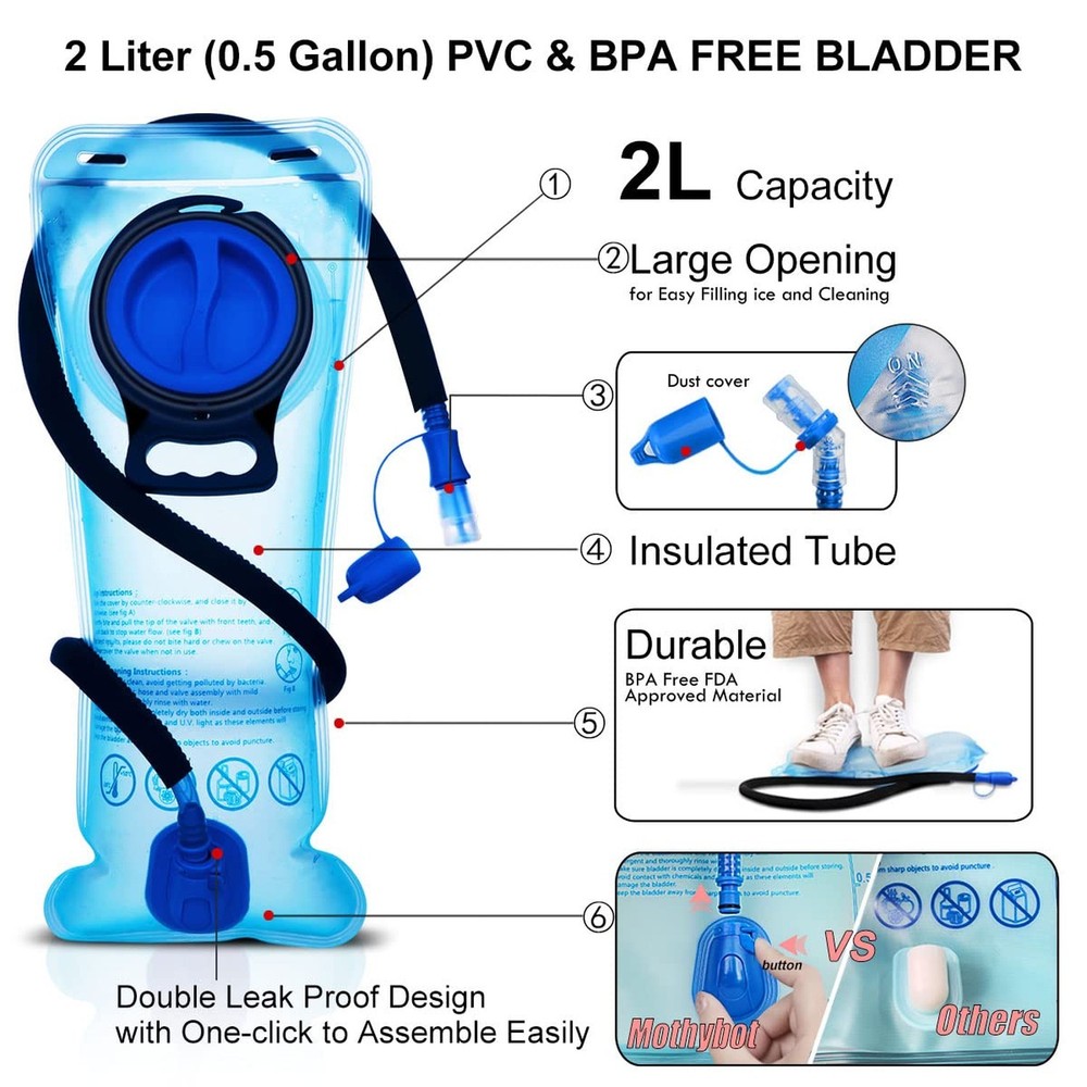 Hydration Backpack Pack, Water Backpack 20L Capacities Included 2L Hydration ...