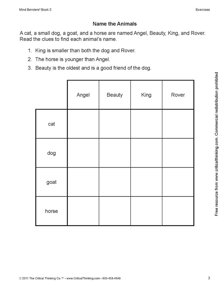 Mind Benders Level 3 Workbook, Deductive Thinking Skills Puzzles (Grades 3-6)