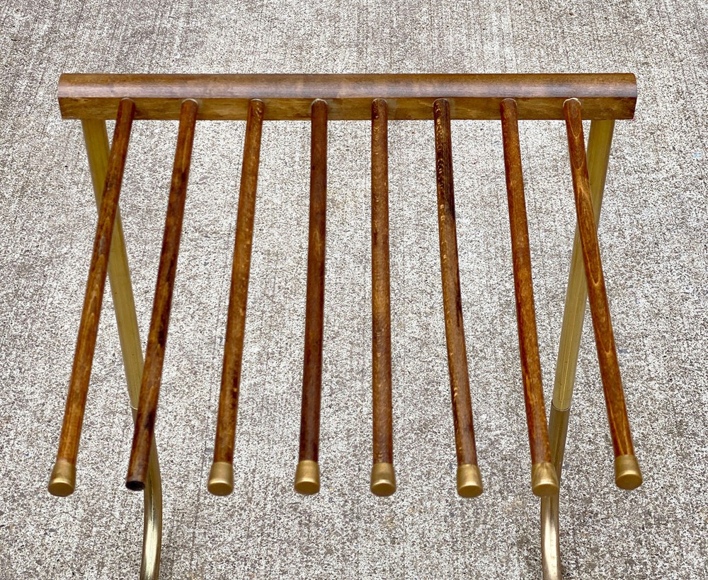 Mid-Century Modern Beech Wardrobe Valet Trouser Trolley