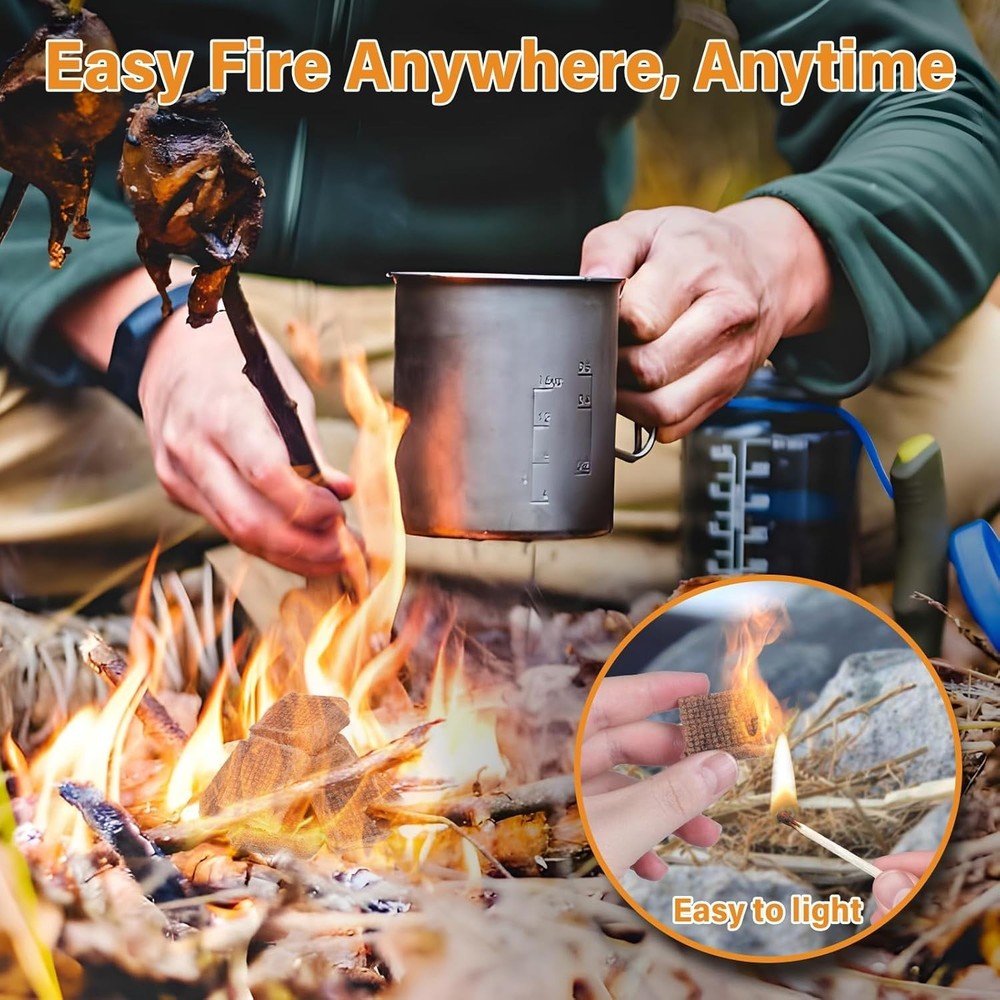 Water-Resistant Fire Starters - 32 Piece Eco-Friendly Camping Essentials