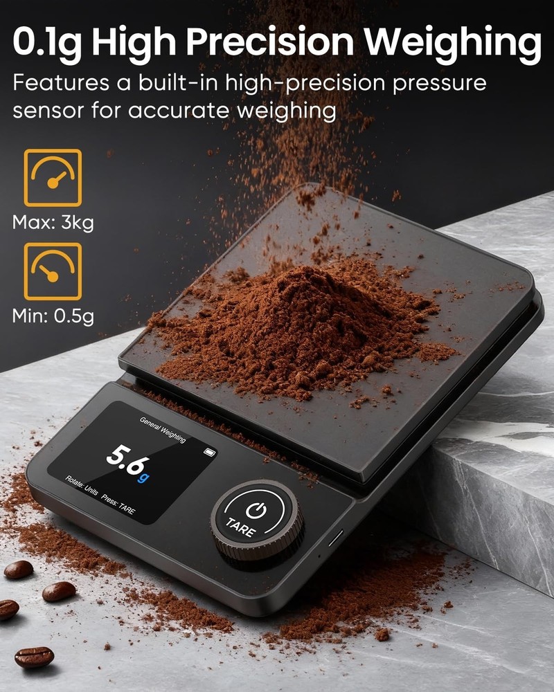 Coffee Scale with Timer, Bluetooth Espresso Scale with App Sync 5kg/0.1g High Pr