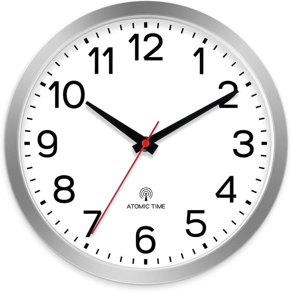 Modern 12-Inch Battery Powered Atomic Wall Clock for Effortless Timekeeping