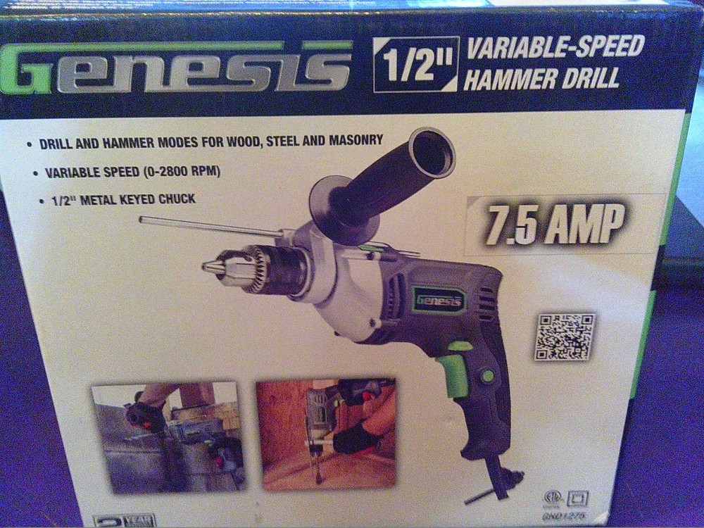 Genesis 1/2" Variable Speed Hammer Drill Model GHD1275
