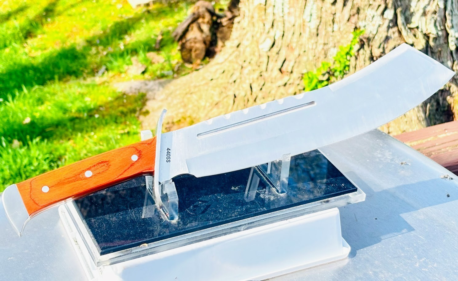 Large 17" Machete Fixed Blade Knife Wood Handle Unused Ridge Runner 440SS