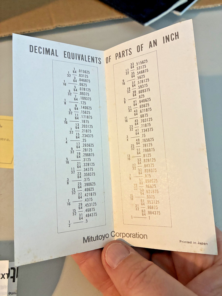 Mitutoyo Ouside Micrometer Instructions Conversion Chart & Warranty