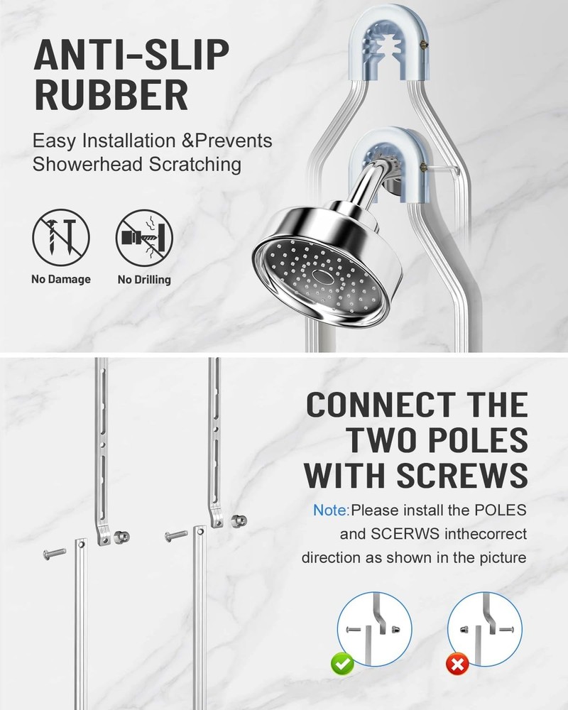 Adjustable Shower Caddy Hanging Handheld Showerheads Never Rust Shower Hanging