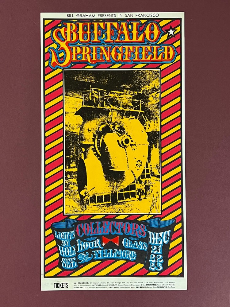 Fillmore Poster BG-98-3 VG+ Signed by Mouse & Kelley Buffalo Springfield