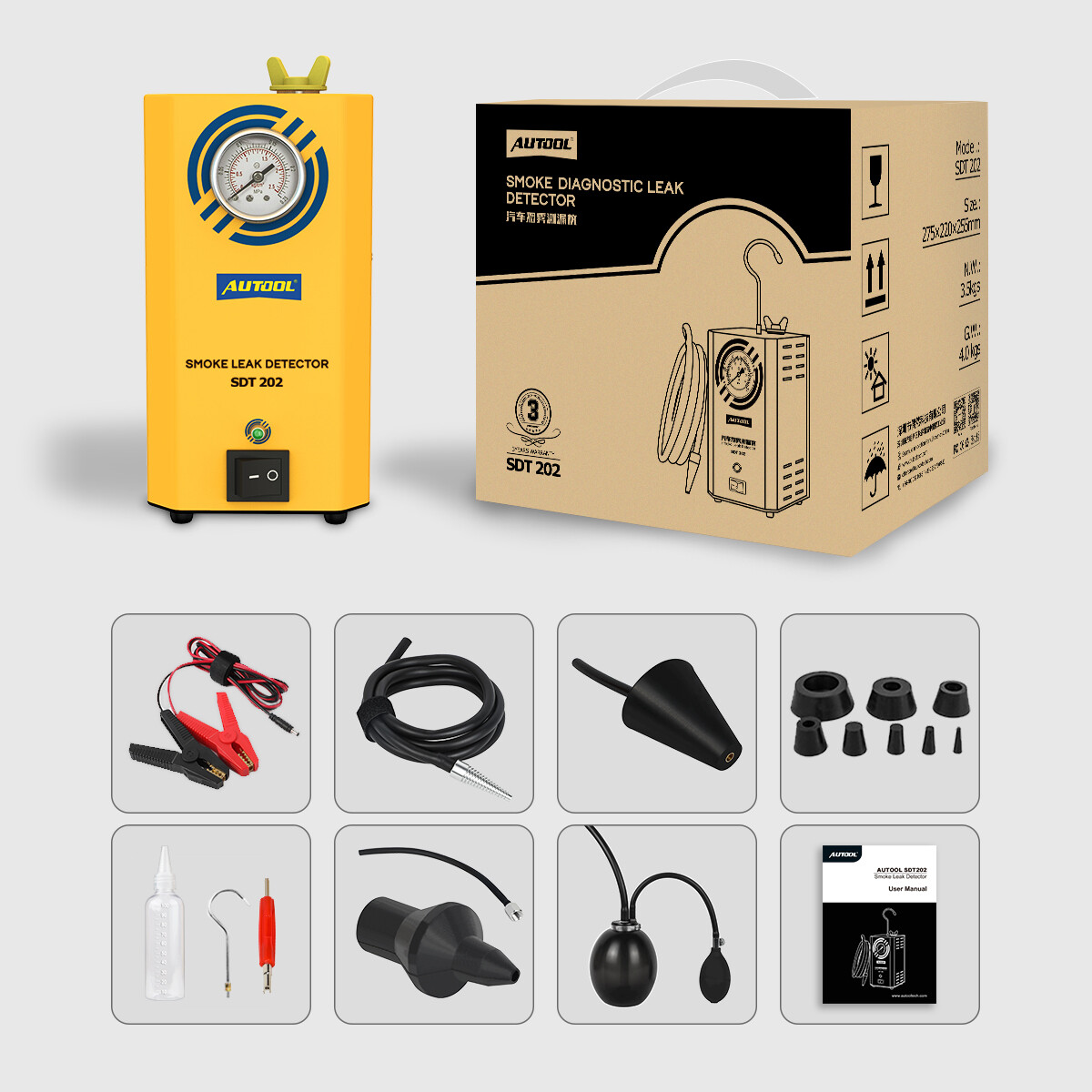 AUTOOL SDT202 EVAP Smoke Machine Automotive Fuel Pipe Smoke Leak Detector Tester