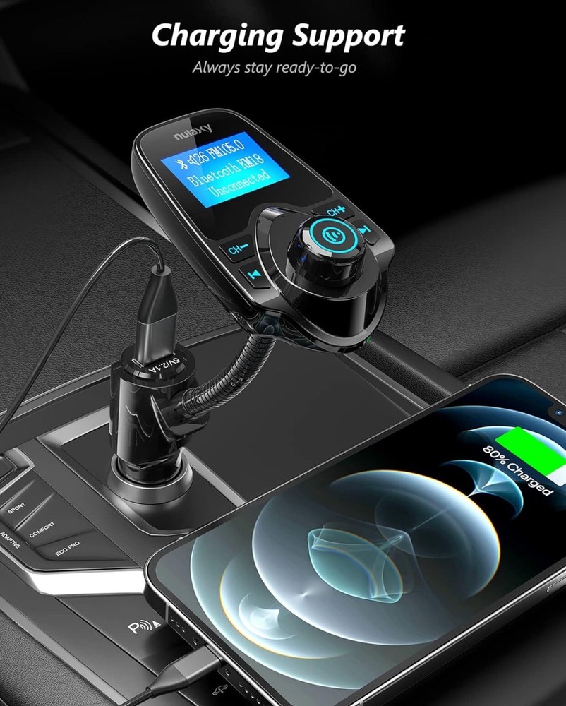 Nulaxy Wireless FM Transmitter Radio in-Car Bluetooth Adapter Car Kit.