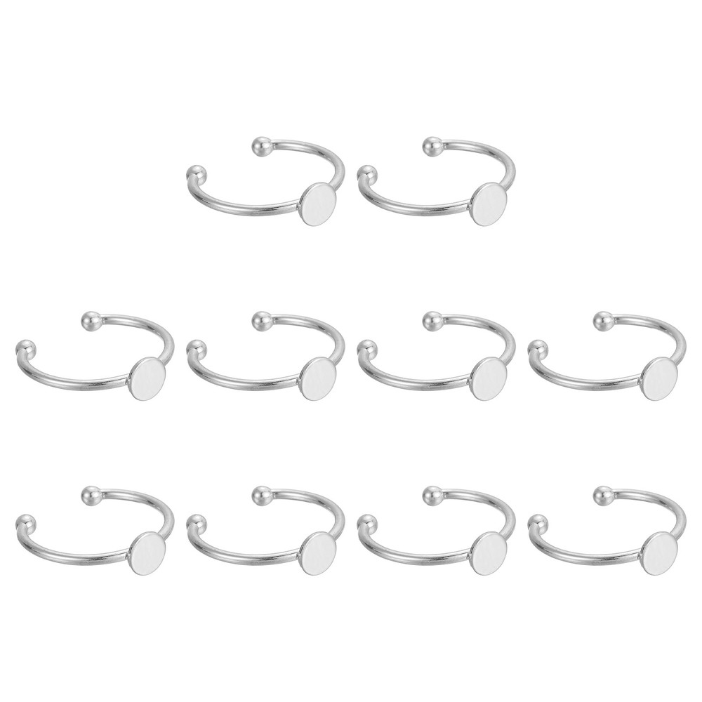 10 Pcs Metal Base Blank, 6mm Adjustable Pad Blank Base, Silver