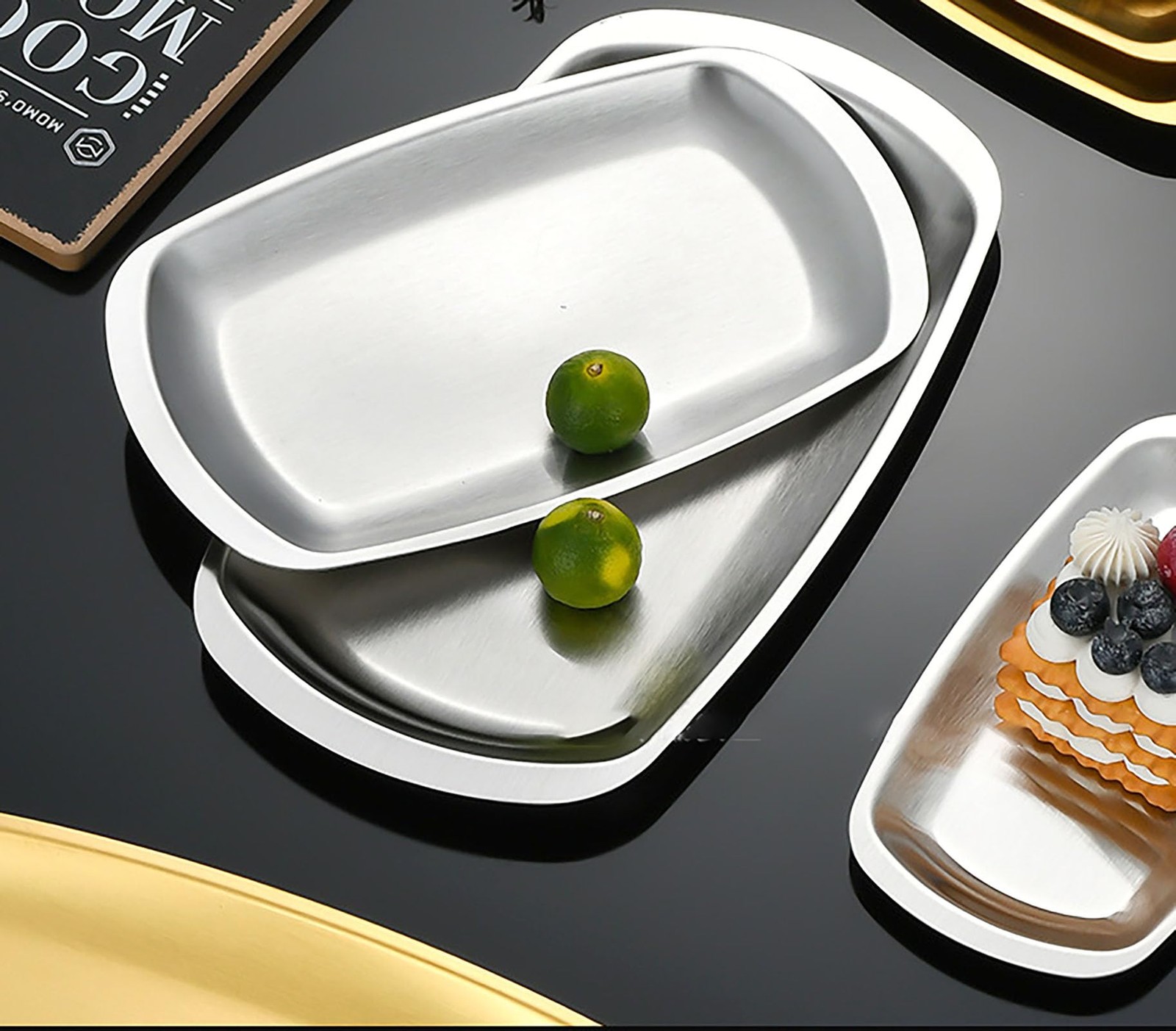 Thickened Serving Tray, 7.5 Inch x 4.1 7.5" x 4.1" x 0.5", Silver