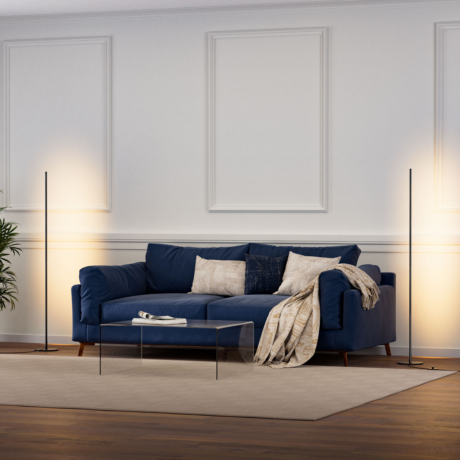 Modern Corner Floor Lamp Dimmable Adjustable Height Tall Standing Light Black