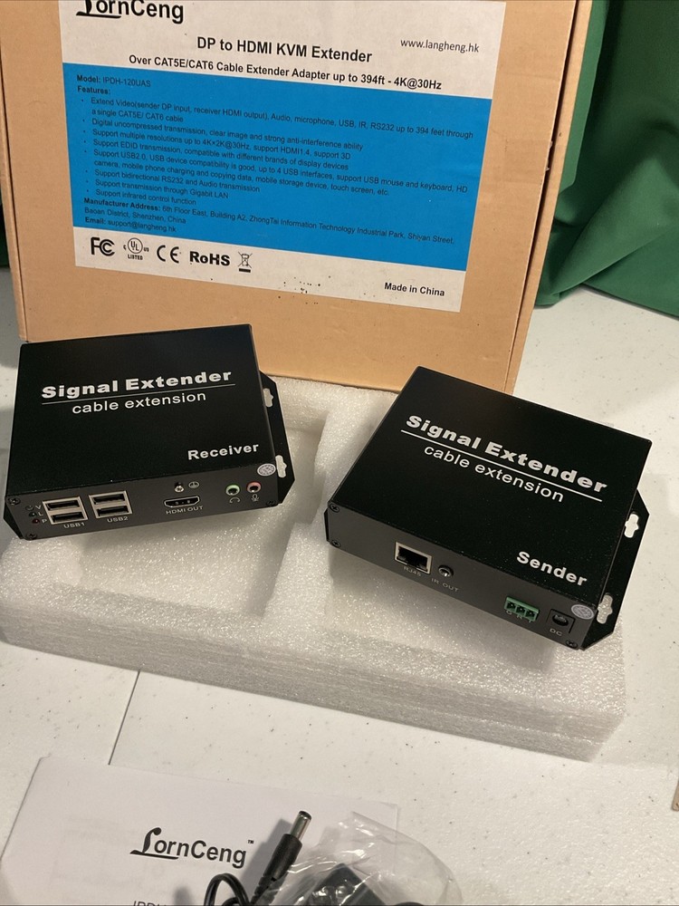 4K HDMI KVM Extender Over Cat5e/Cat6 Cable Extender Adapter up to 394ft Untested