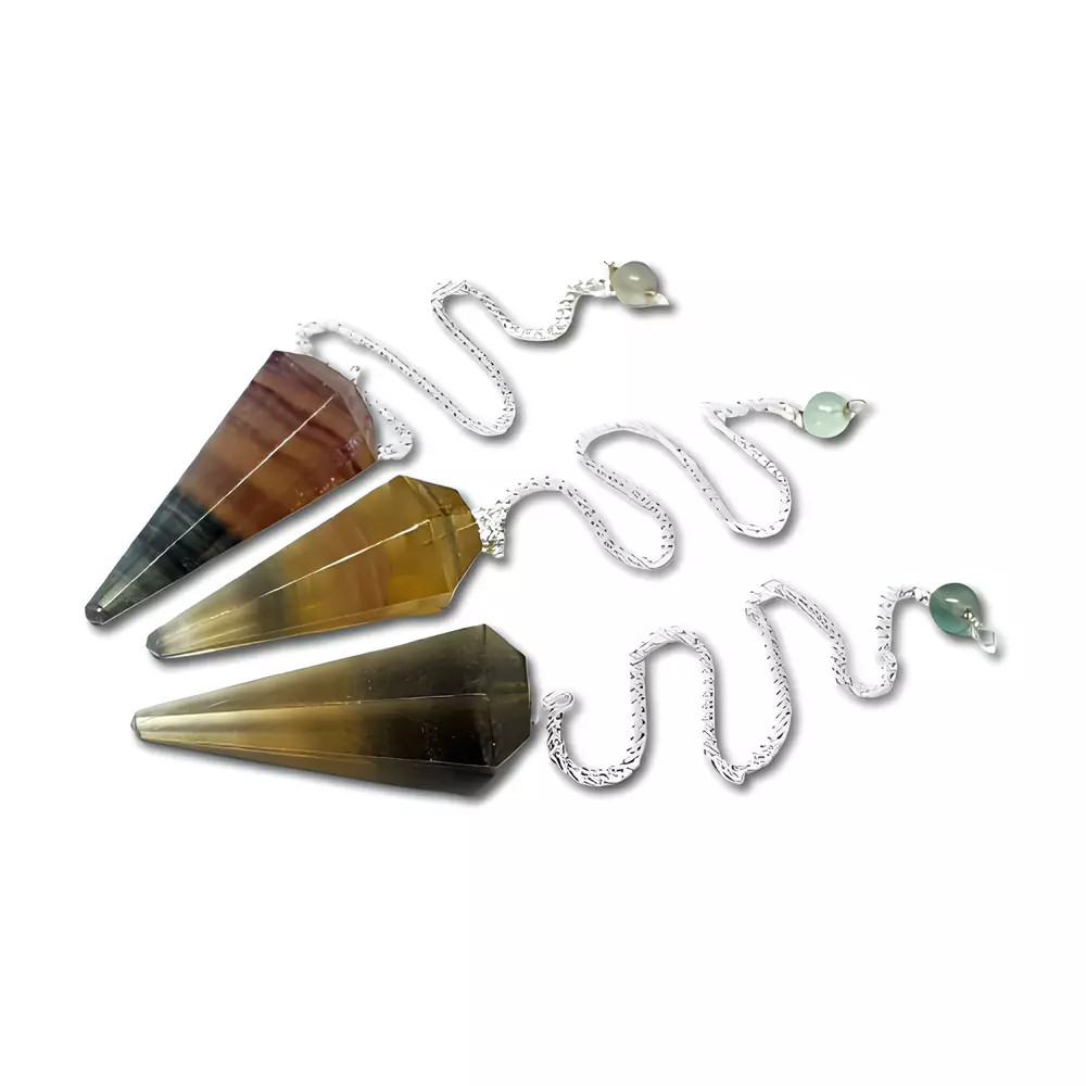 Fluorite Pendulum Dowser Crystal Divination Real Gemstone Scrying Yes No Tool