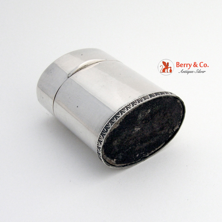 Oval Match Safe Box Italian 800 Standard Silver