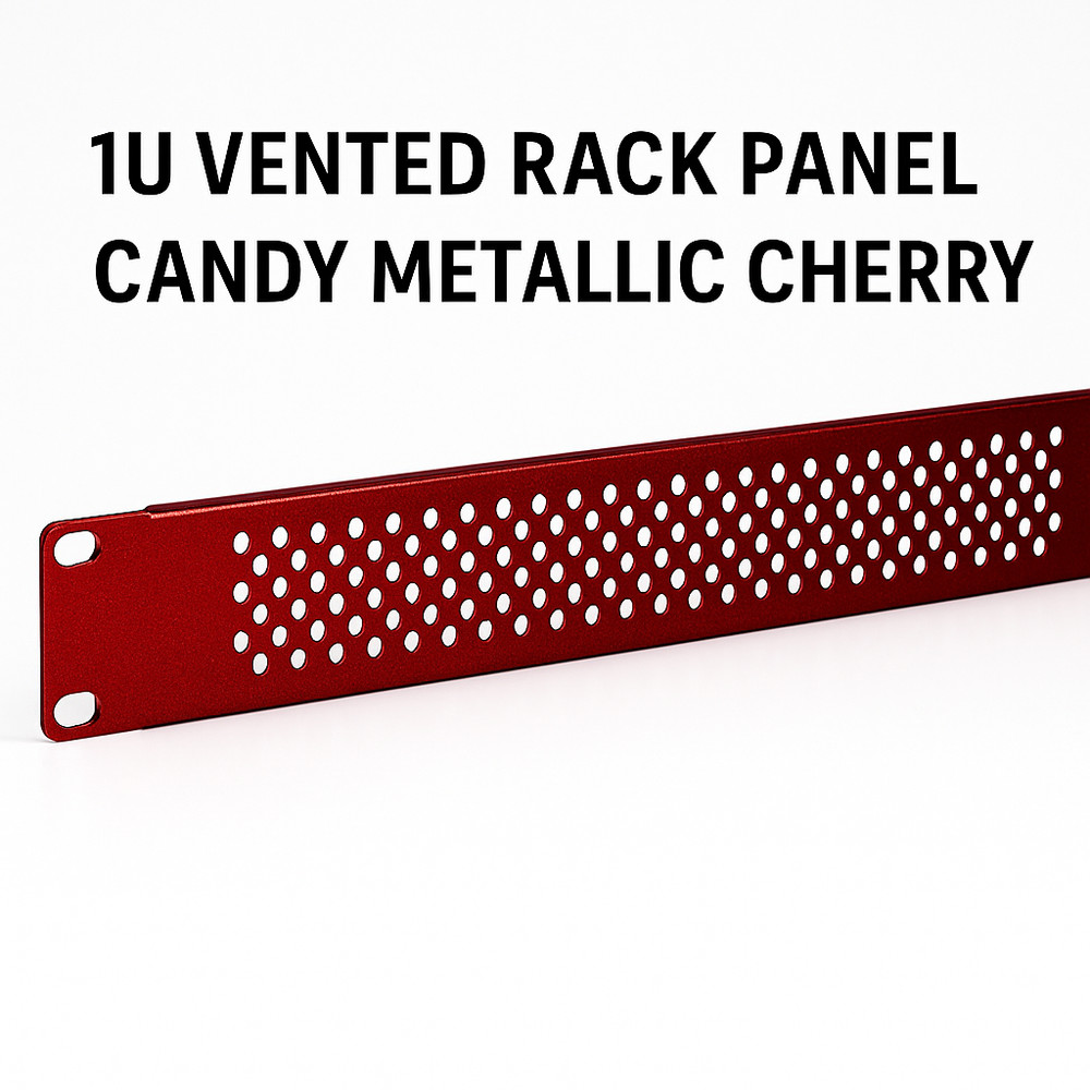 Candy Cherry 1U Steel Rack Panel – 19” Perforated Vent Cover – Custom Finish
