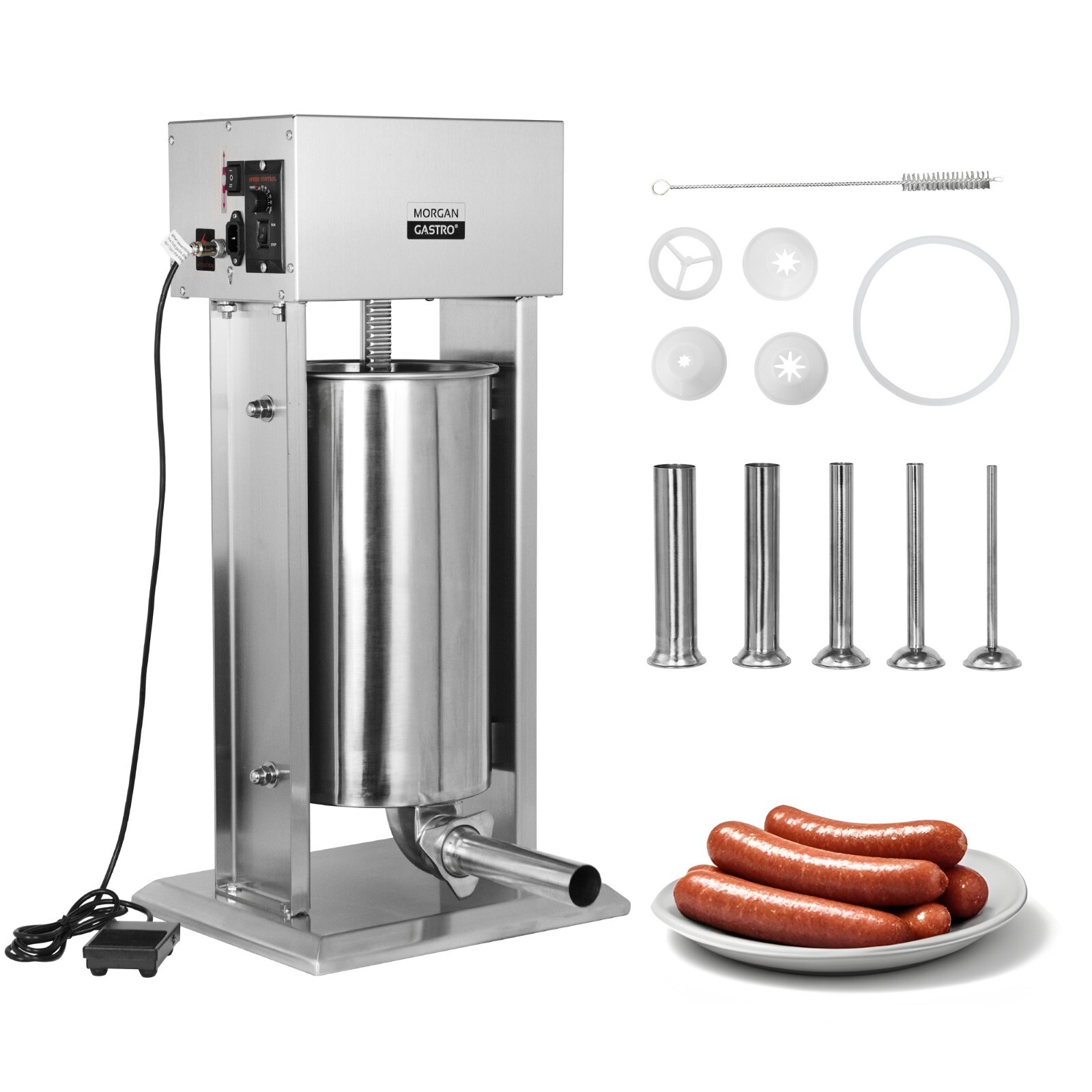 Morgangastro Electric Sausage Stuffer 10L 12L 15L Variable Speed Sausage Maker