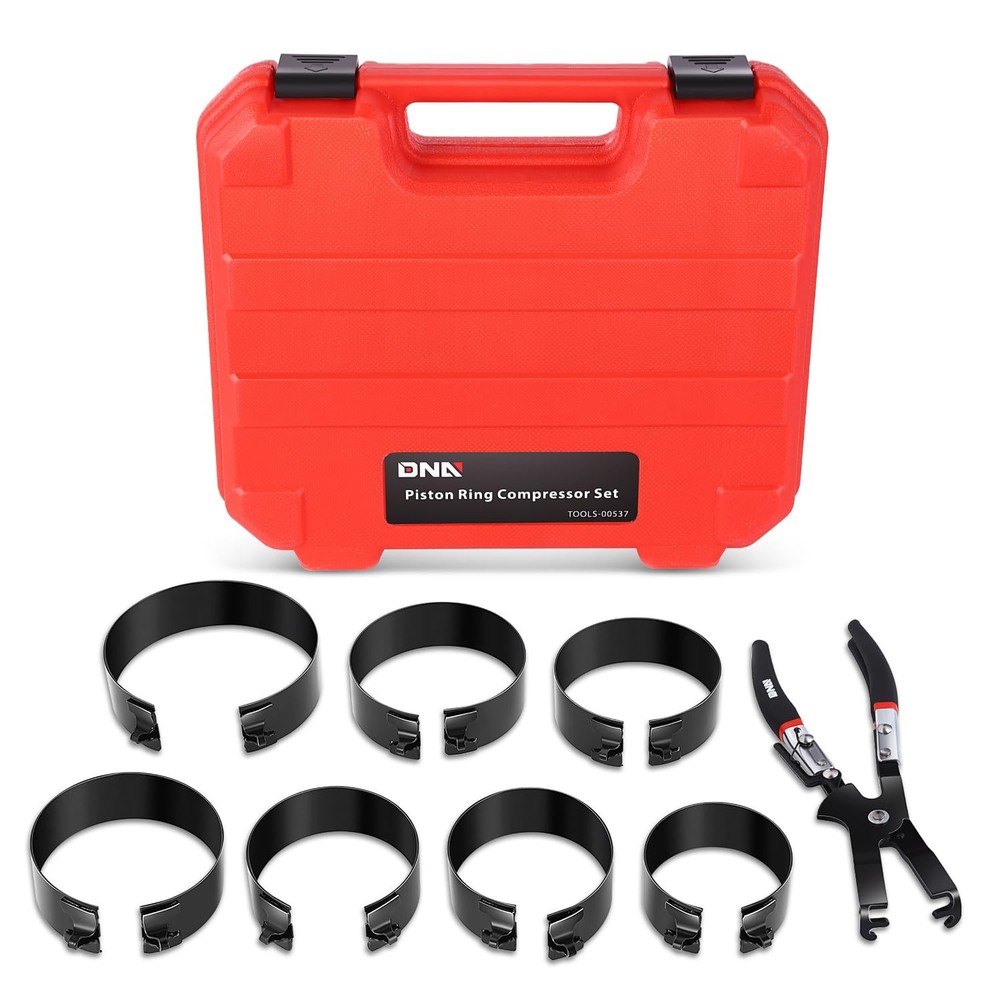 DNA MOTORING Engine Piston Ring Compressor Set with Compression Pliers and 7 ...