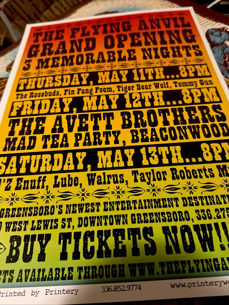 The Avett Brothers Concert Poster 2006 3 Night Run May 11-13 Greensboro NC