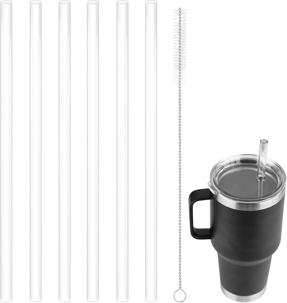 6Pcs Replacement Straw for Yeti 42Oz, Reusable Plastic Drinking Straws with Long
