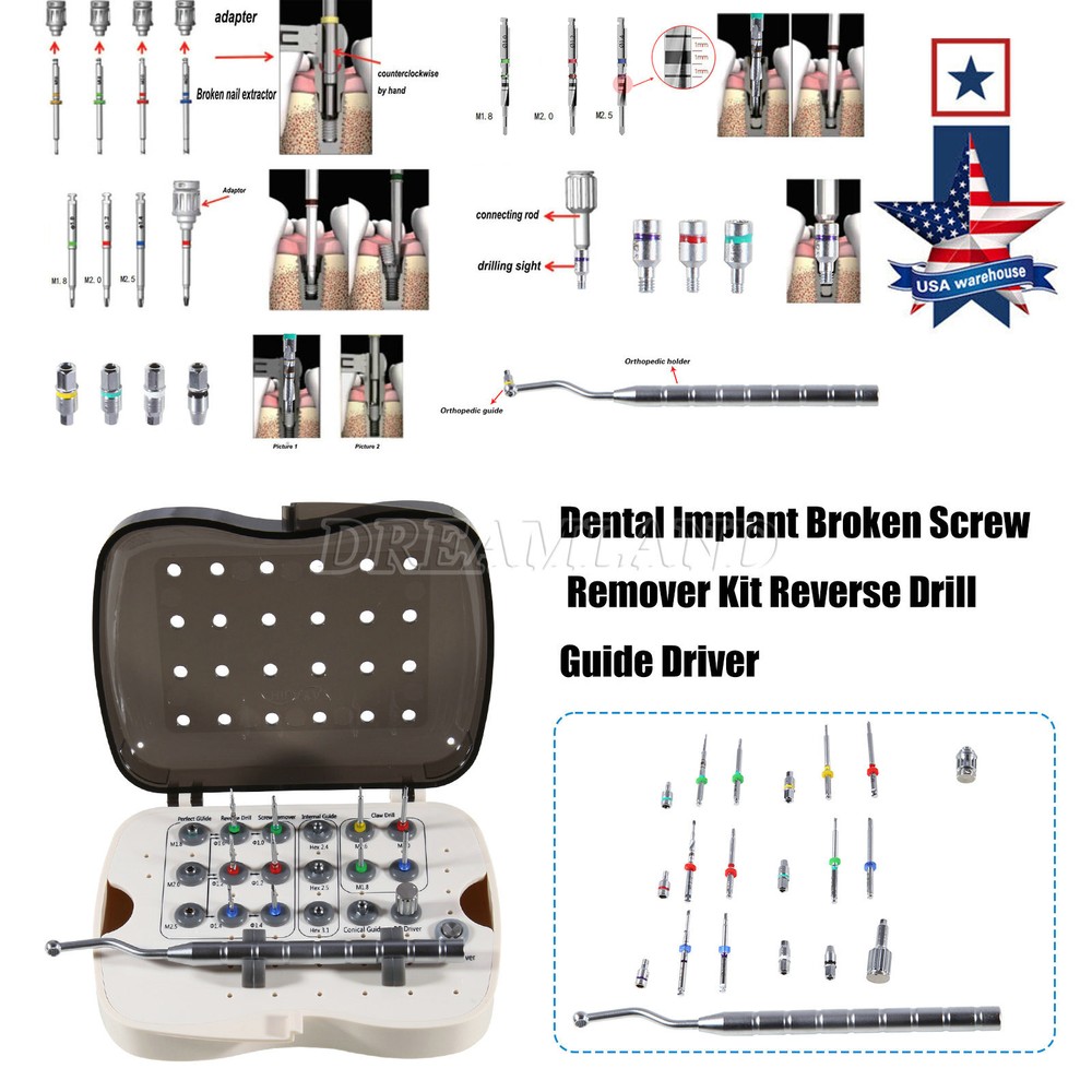 Dental Implant Broken Screw Remover Kit Reverse Drill Guide Driver SR Neobiotech