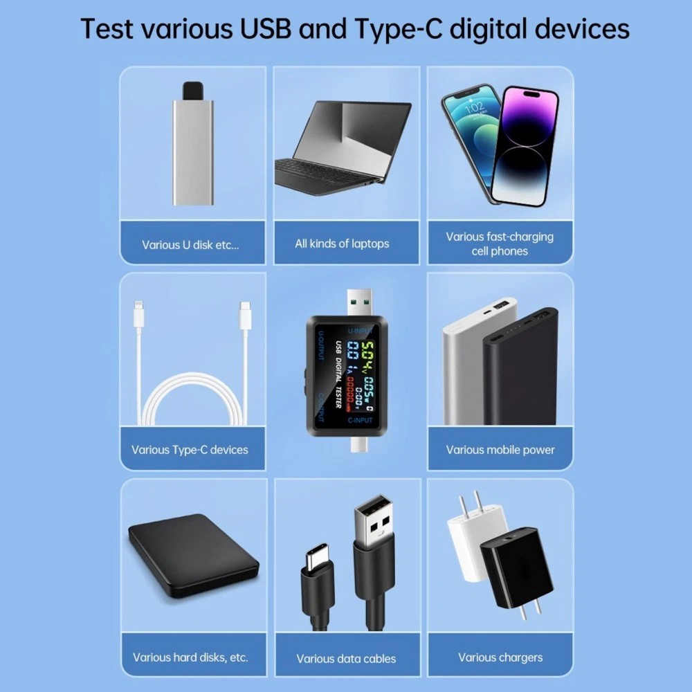 Accessory USB Type C Multimeter Tester for Charger Data Cable Power Bank Test