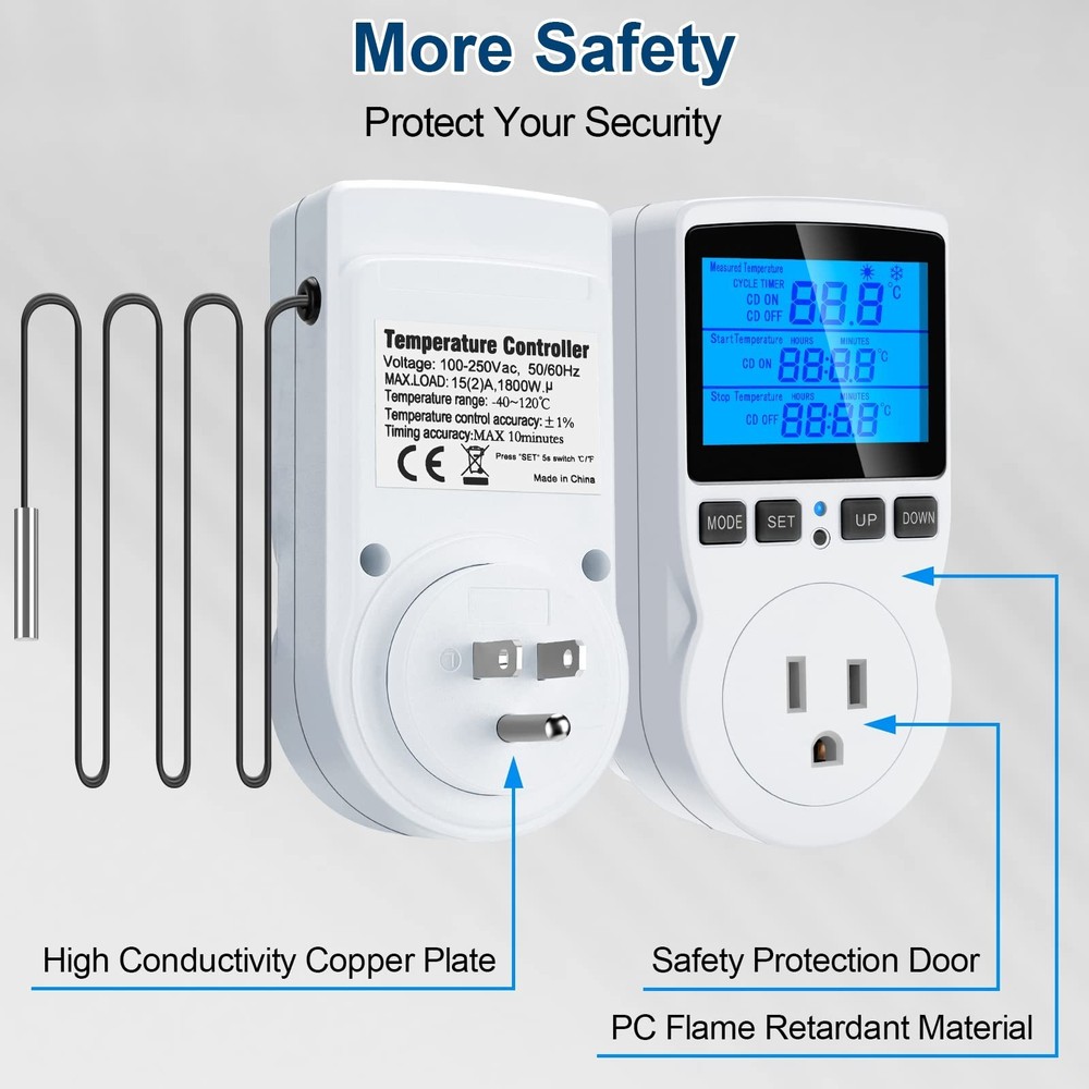 Digital Temperature Controller Thermostat Timer - Reptile Thermostat Controll...