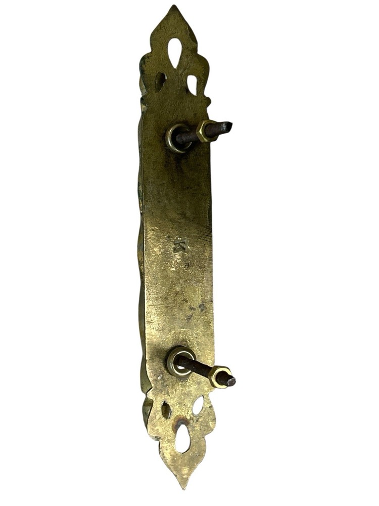Ornate Solid Brass Door Pull Handle Architectural Salvage Aged Patina MCM