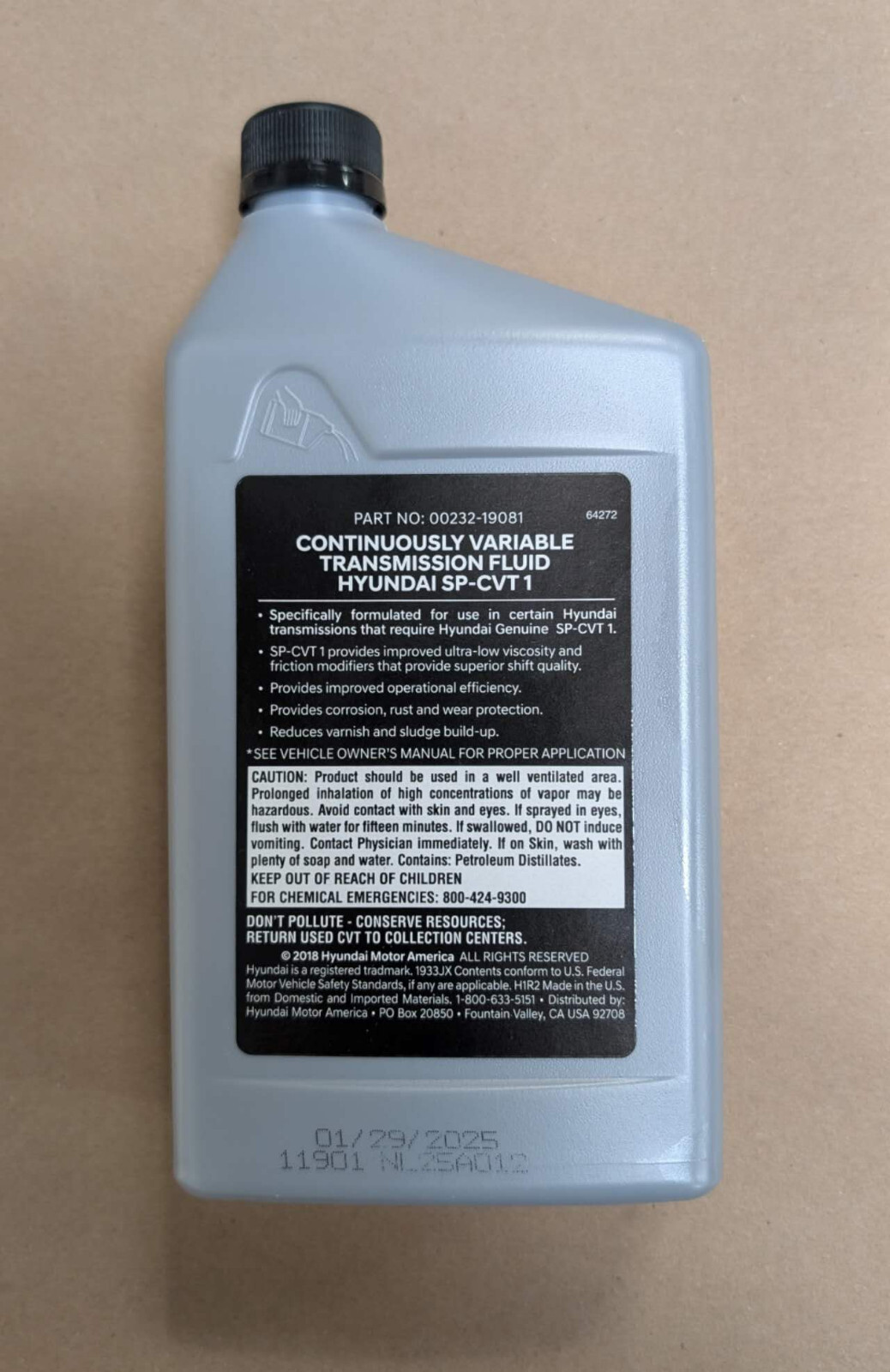NEW GENUINE OE Hyundai SP-CVT 1 Fluid MULTIPACK 1-qt/32-oz bottles 00232-19081
