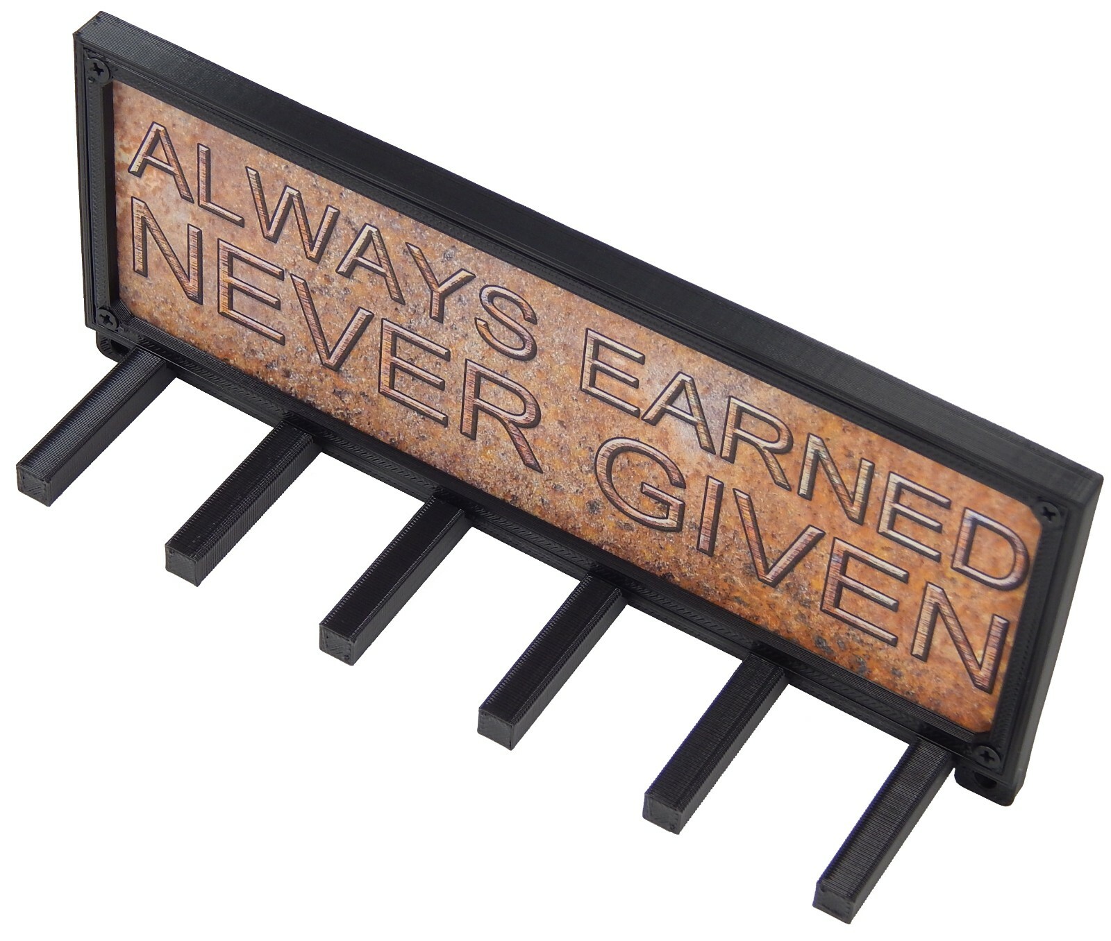 Always Earned Never Given Sports Race Medal Display Rack Holder Hanger Organizer