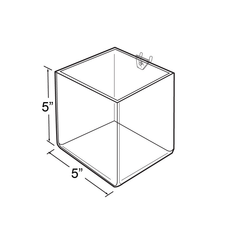 Azar Displays 5" Cube Bin for Pegboard or Slatwall, 4-Pack