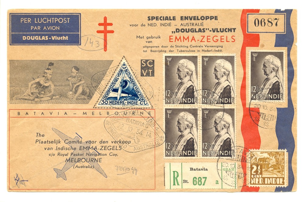 DUTCH INDIES -AUSTRALIA 1934- =DOUGLAS = FLIGHT - FINE