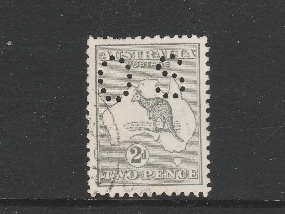 1915 THIRD WATERMARK 2d GREY "OS" KANGAROO "FINE USED" BW 8B $75.00 CHEAP