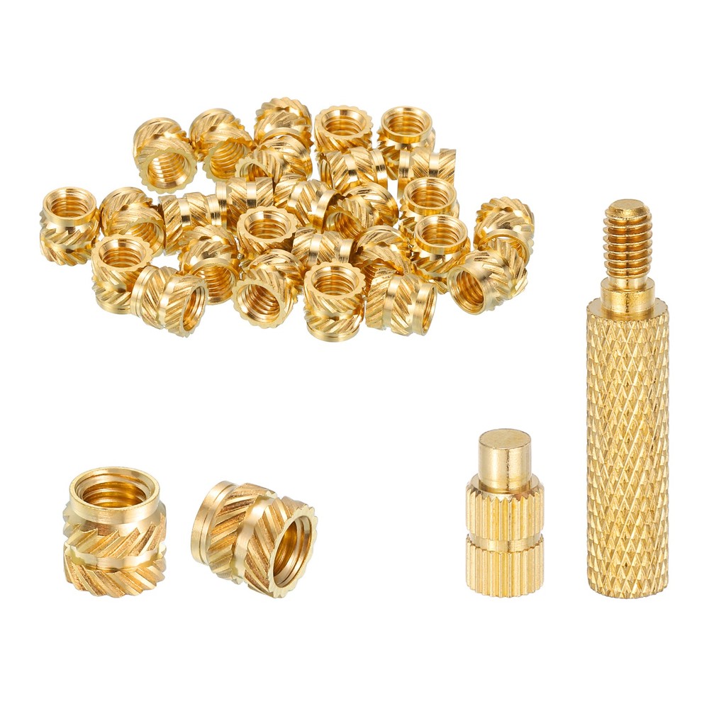 20 Pcs M5 x 6.5mm H x 7mm OD Threaded Inserts with Iron Tip Press Tool