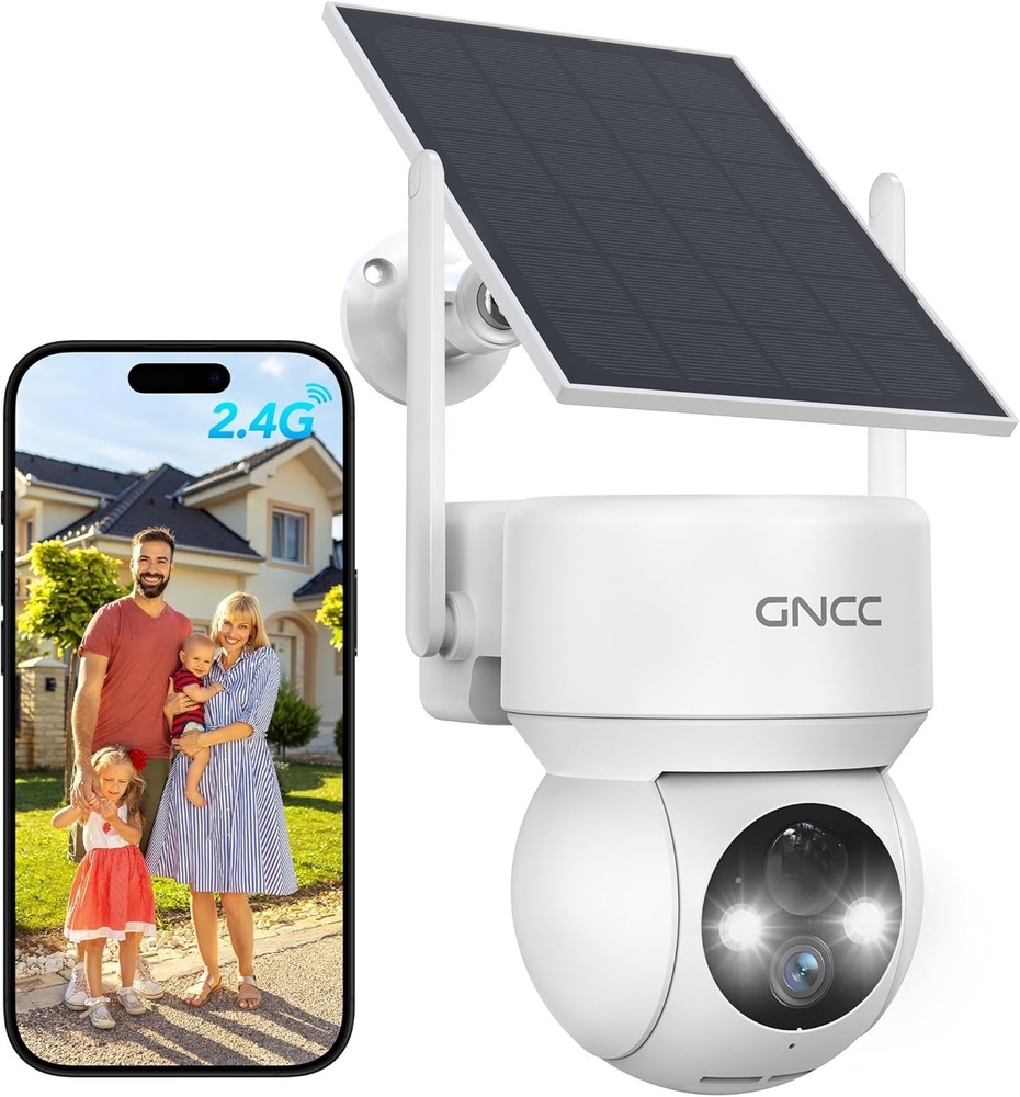 360° Solar Security Camera with Color Night Vision & AI Detection - Waterproof