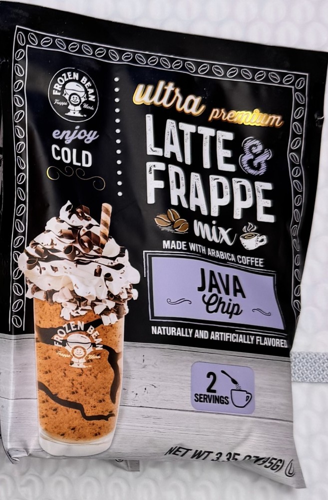 30 Pack Frozen Bean Ultra Premium Java Chip Latte & Frappe Mix 3.35oz Packets