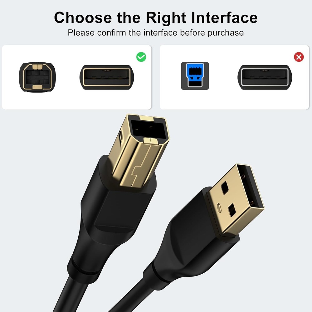 USB Printer Cable 6FT Type A Male to B High Speed Scanner Printer...