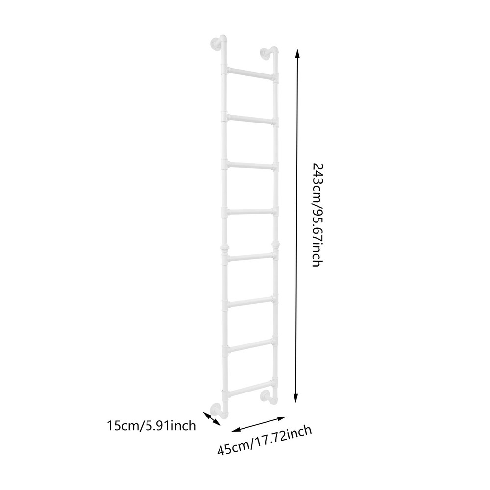 8 Steps Ladder 95.67" H Multi-function Wall-mounted Stairs Bunk Bed Loft Attic