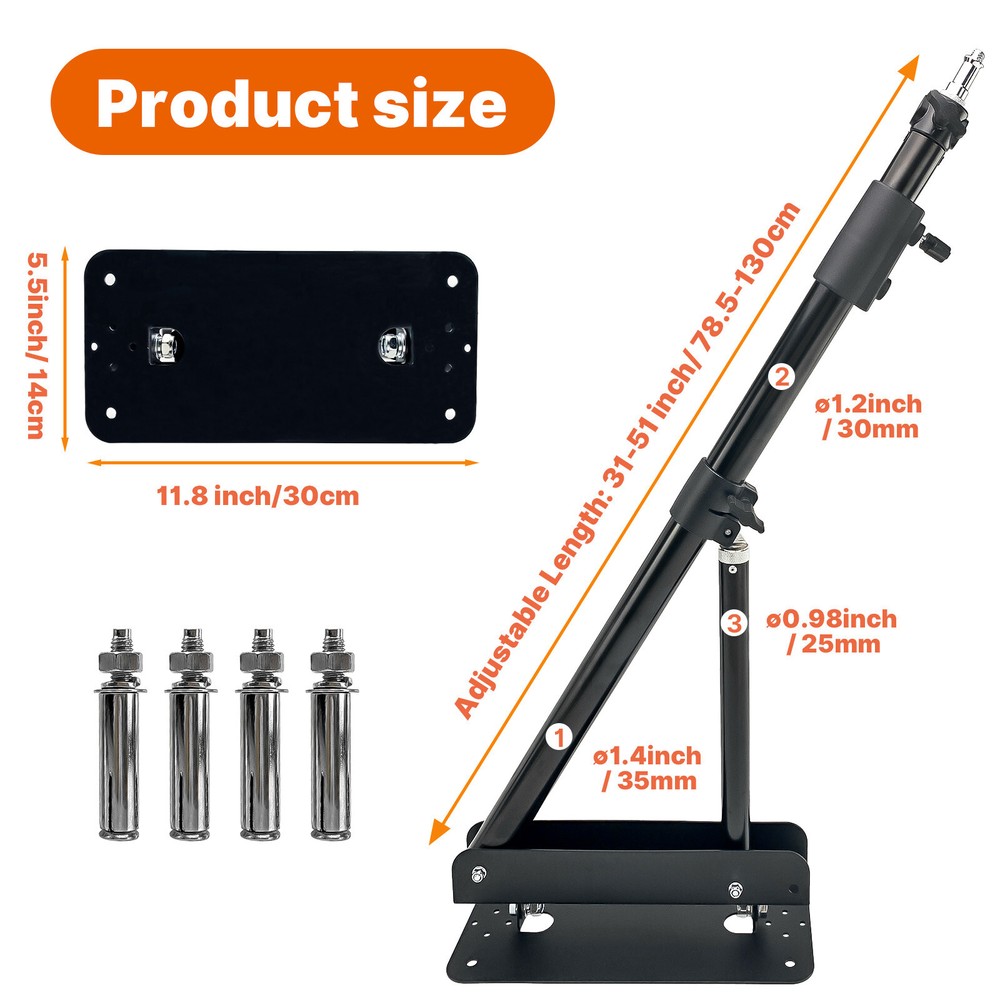 51" Wall Mount Triangle Boom Arm Photography Light Triangle Wall Mount Bracket