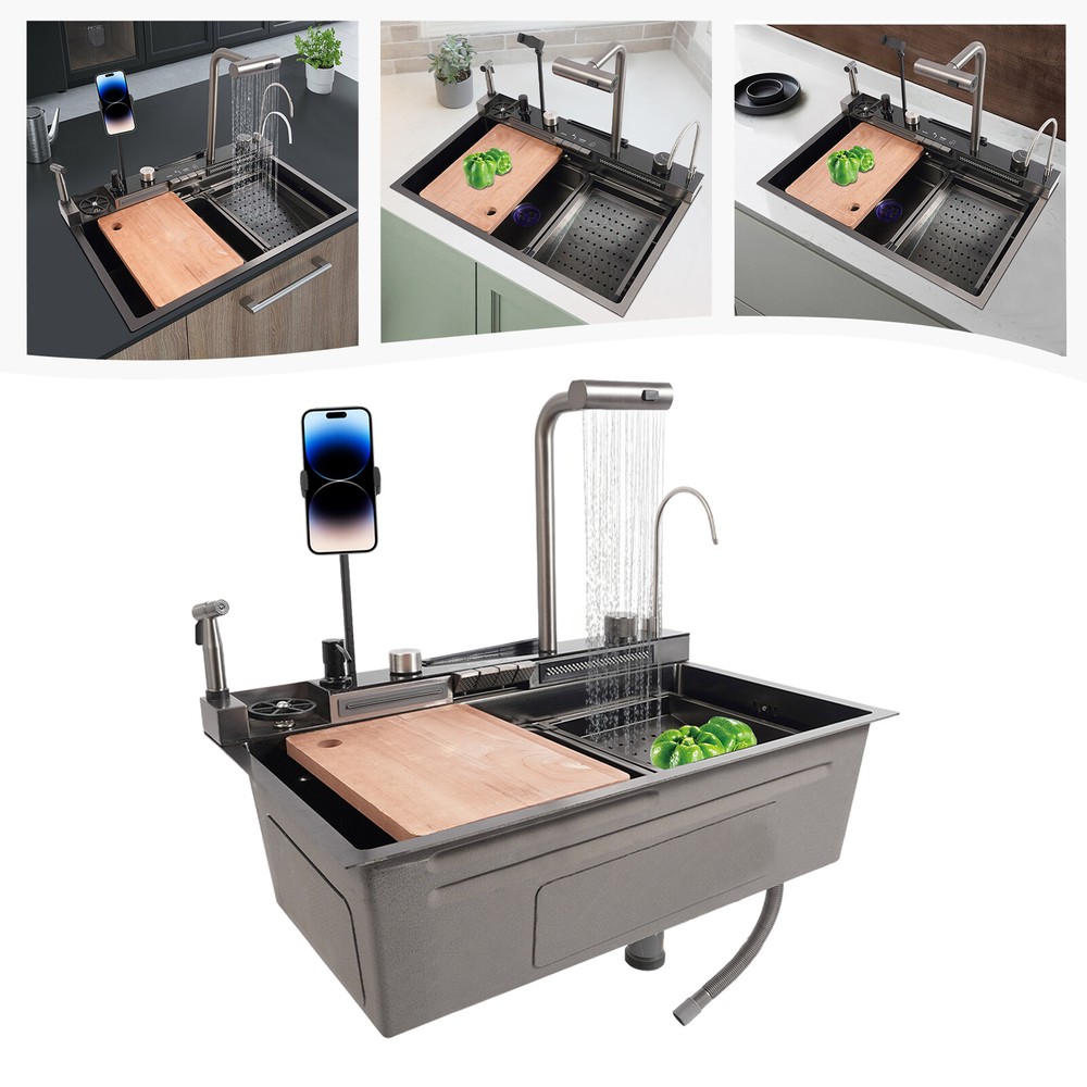 Sink Kitchen Sink Digital Display Stainless Steel Sink Kitchen Sink Rectangular