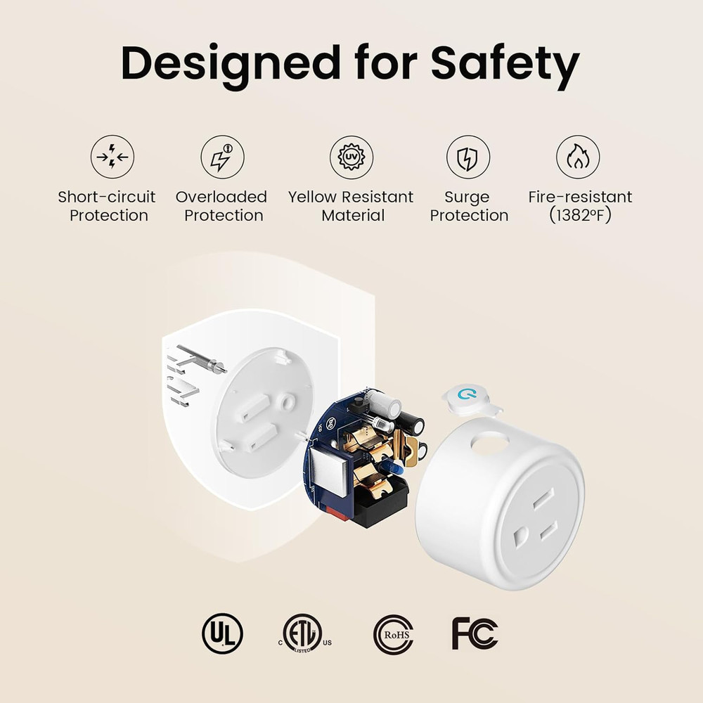 Plug Mini, Wifi Smart Outlet Plug Compatible with Alexa and Google Home, Timer O