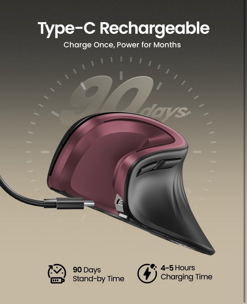 ProtoArc Ergonomic Vertical Mouse, EM11 NL Bluetooth Mouse Wireless